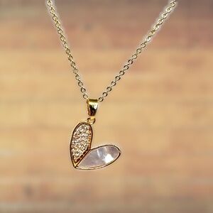 Indio Jewelry Gold Mother of Pearl and Paver CZ Heart Necklace #209